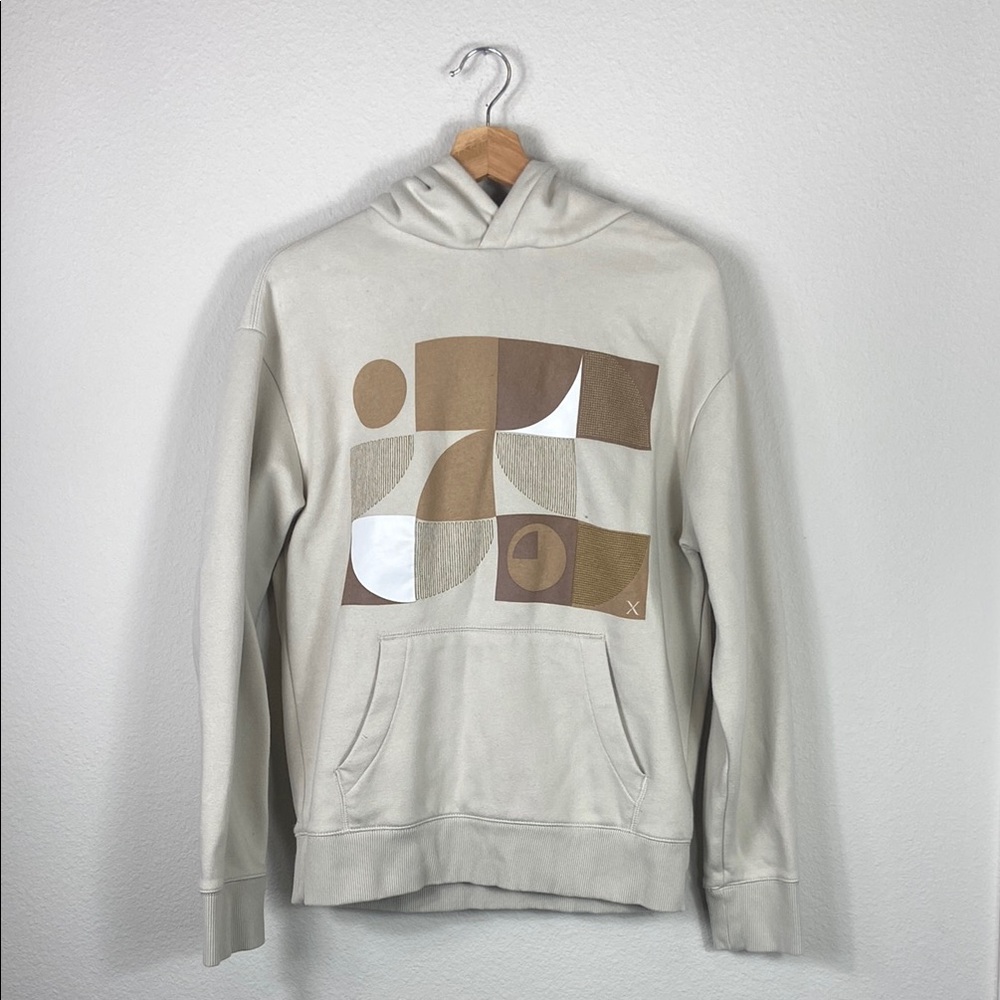 EXPRESS Cream Geometric Pattern Heavy Weight Hoodie Size S